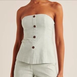 Abercrombie strapless linen blend cream top